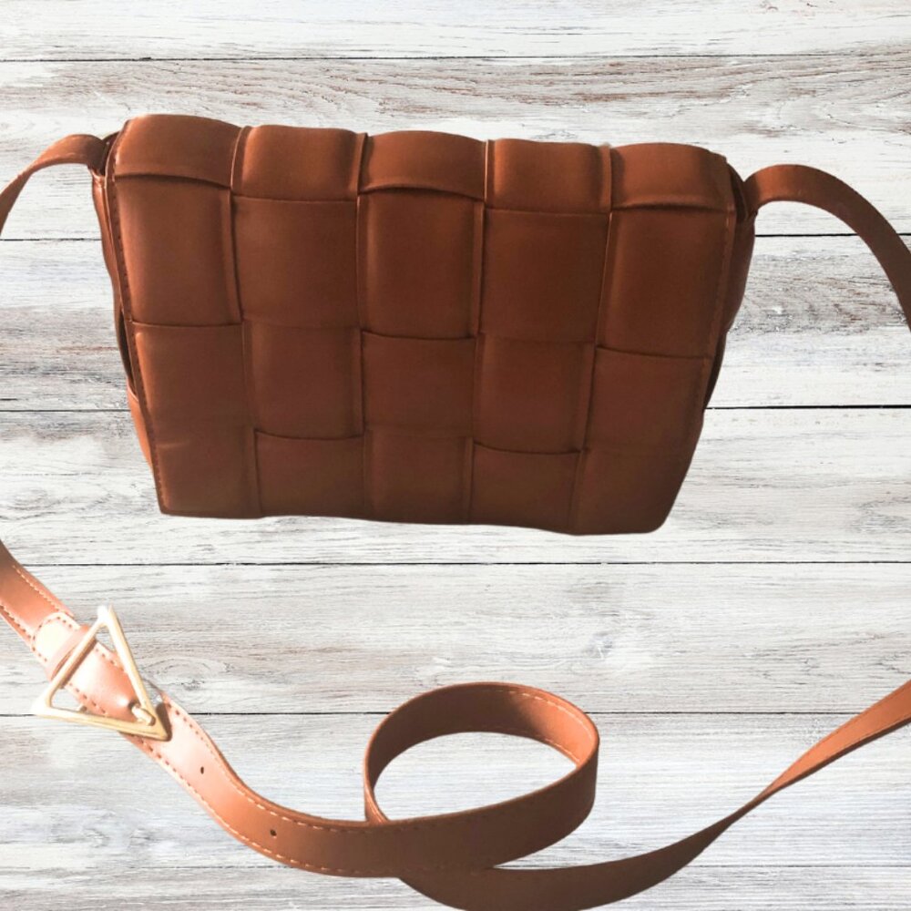 Woven Crossbody Bag  Vegan Leather